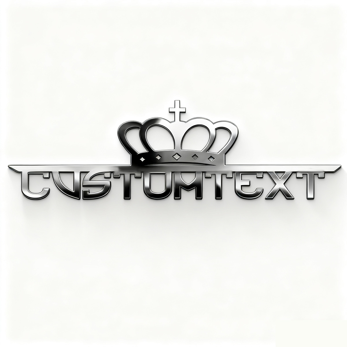 Car Accessories Name - Classic Crown Creative Font 3D Metal