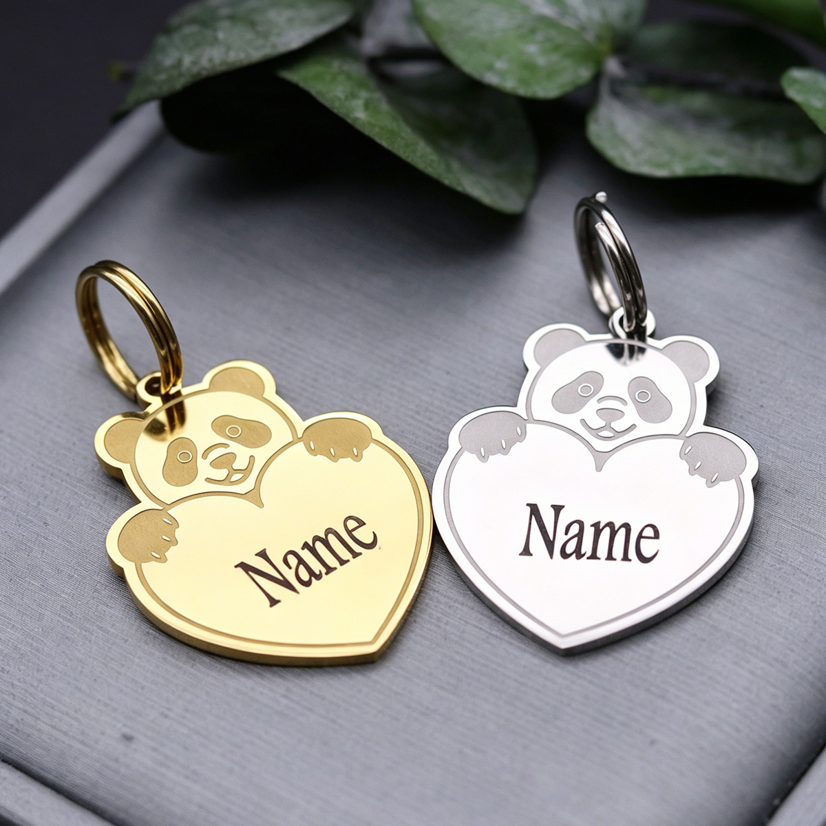 Car Accessories Name - Cute Animal Panda Heart Custom Name