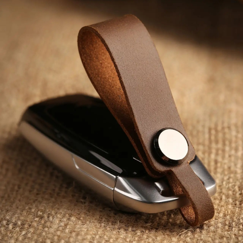 Car Accessories Name - Custom LOGO Genuine Leather Keychain Men's
