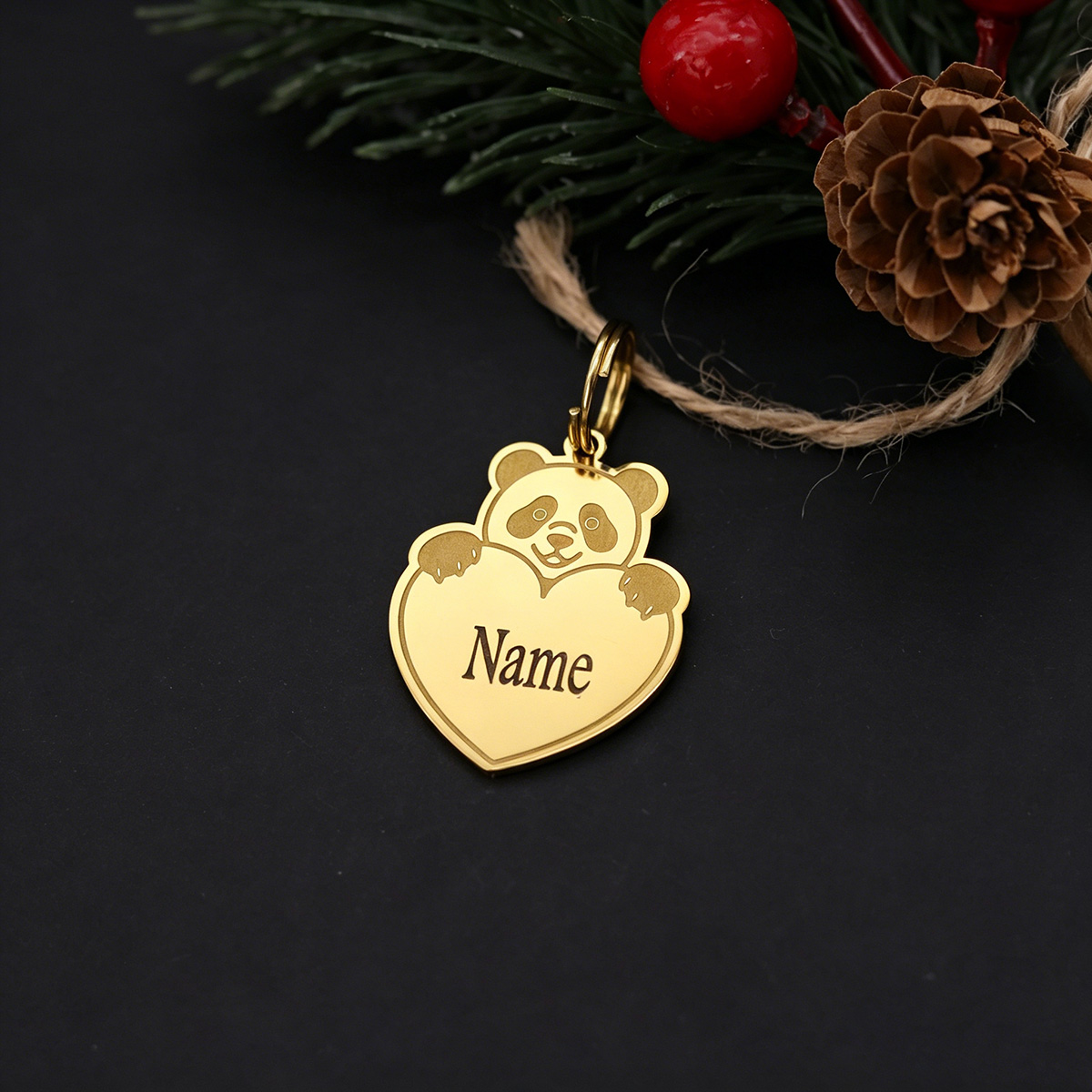 Cute Animal Panda Heart Custom - Car Accessories Name ulasan dan harga